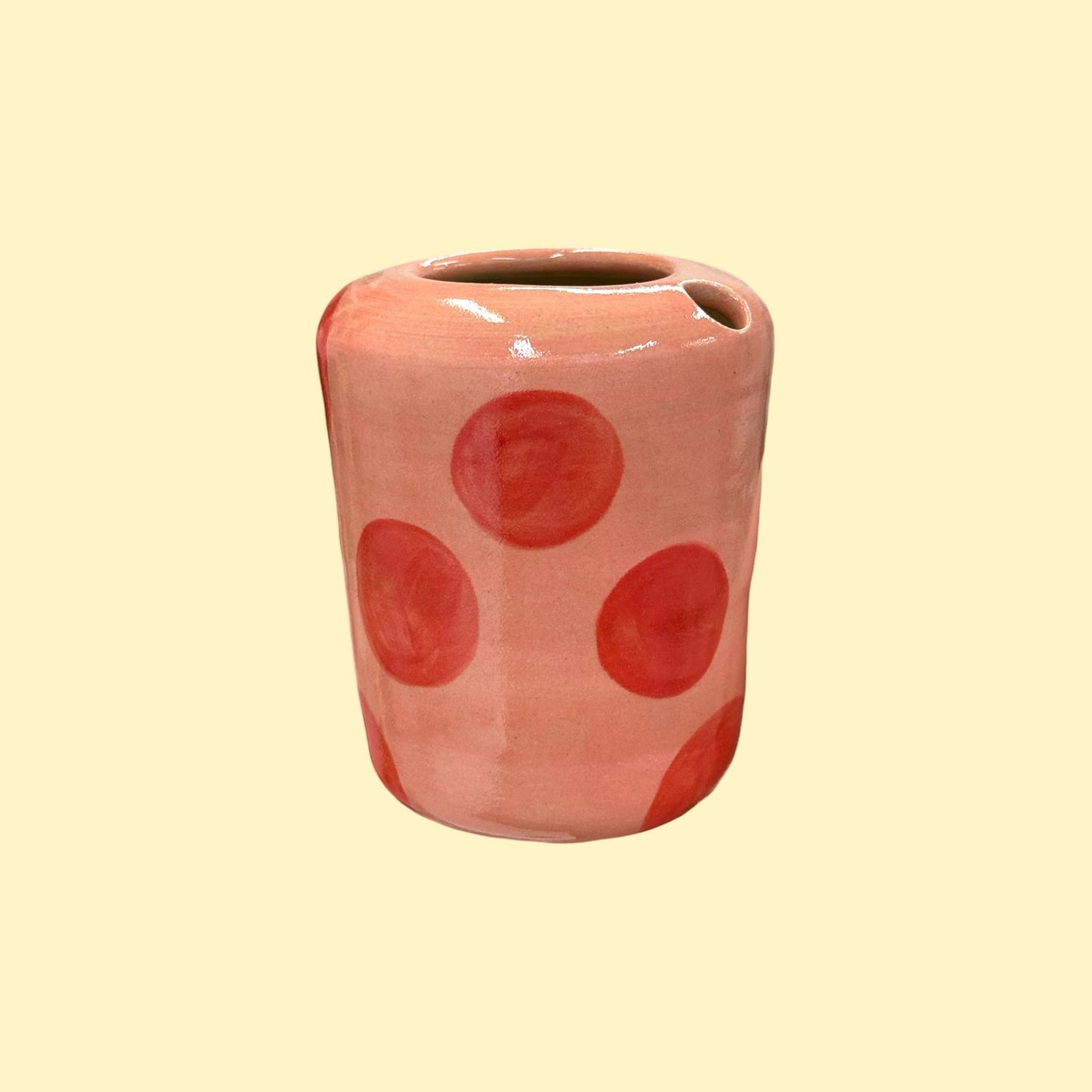 Travel tumbler / kubek na wynos - czerwone kropki (okrągły dzióbek)